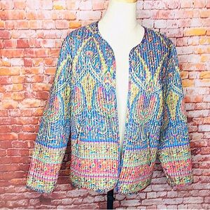EAC Colorful Quilted Paisley Floral Boho Blazer Jacket